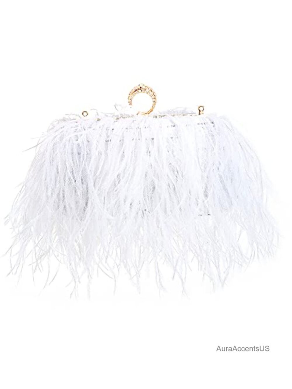 Vintage Ostrich Feather Evening Clutch Purse Handbag Bridal Party
